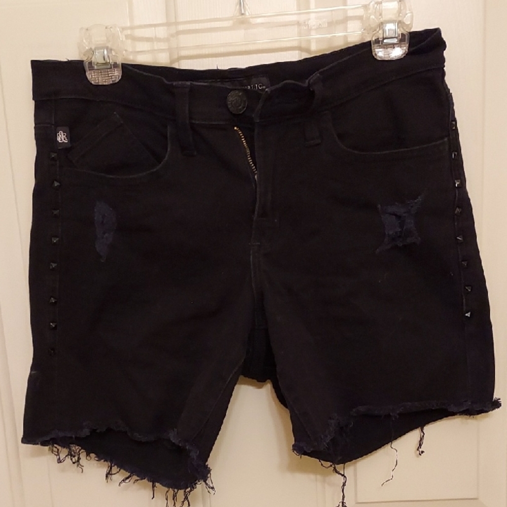 Rock & Republic Black Distressed Jean Shorts